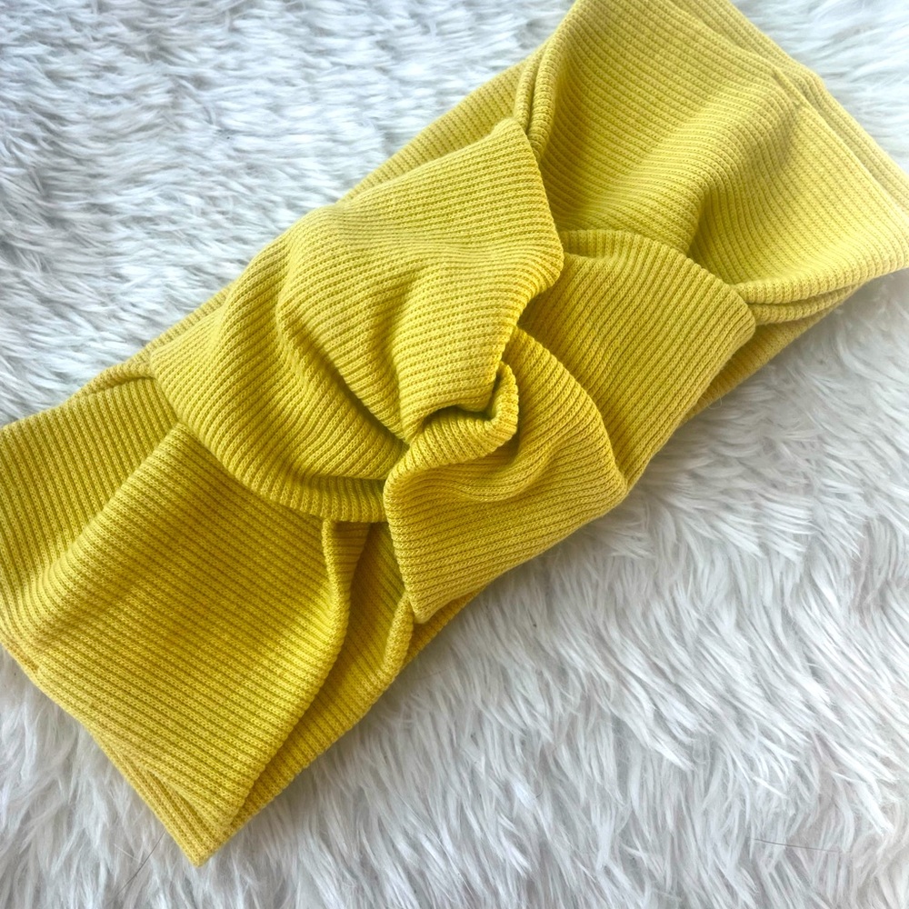 Mustard yellow headband with wrapped bow